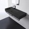 Matte Black Wall Mounted Sink, Matte Black Towel Bar Included